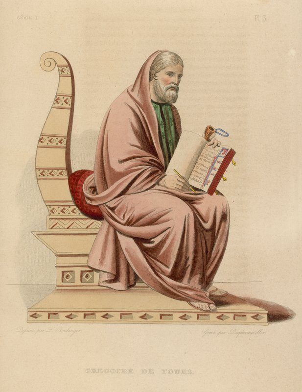 Gregoire de Tours (kolorowy grawerunek) autorstwa French School