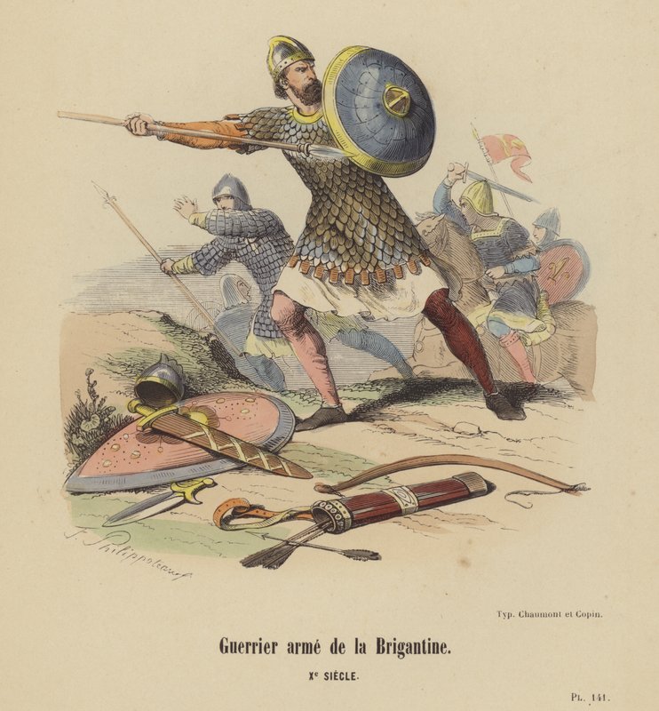 Warrior Weapon of the Brigantine, Xe Siecle (kolorowy grawerunek) autorstwa French School