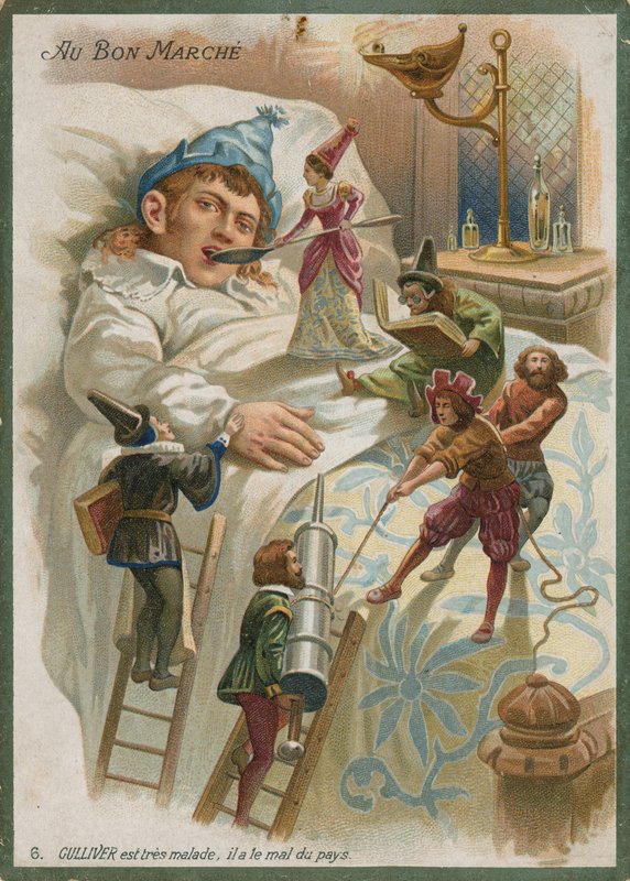 Guliwer chory w Lilliput autorstwa French School