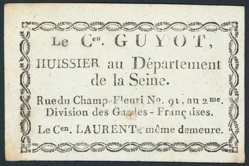 Guyot, komornik, karta handlowa autorstwa French School