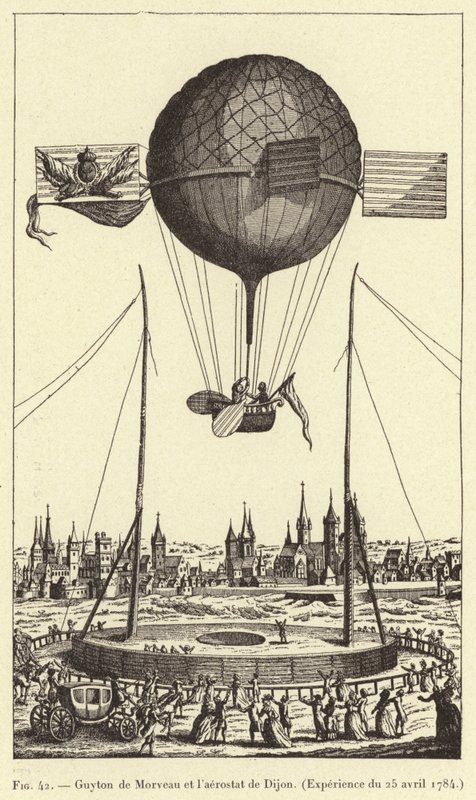 Guyton de Morveau i aerostat w Dijon autorstwa French School