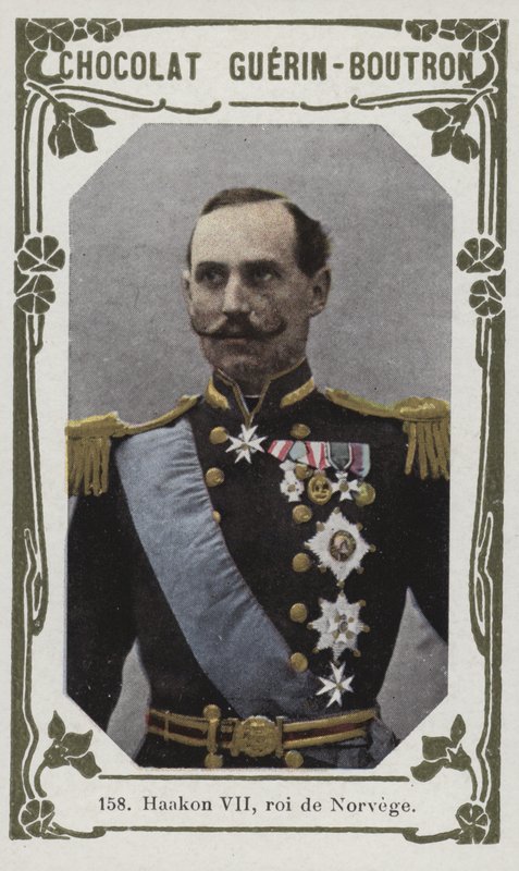 Haakon VII, roi de Norvege (coloured photo) autorstwa French School