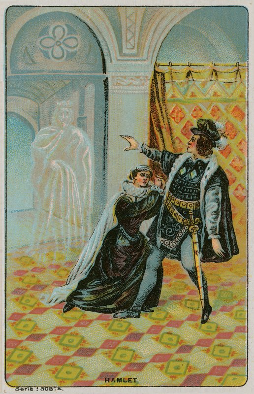 Hamlet - pojawia się duch ojca Hamleta autorstwa French School