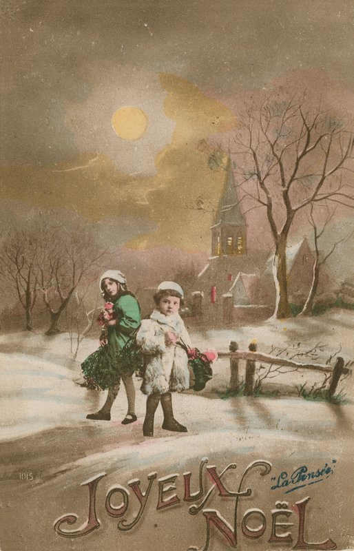 Wesołych Świąt. Pocztówka wysłana w 1913 roku. autorstwa French School