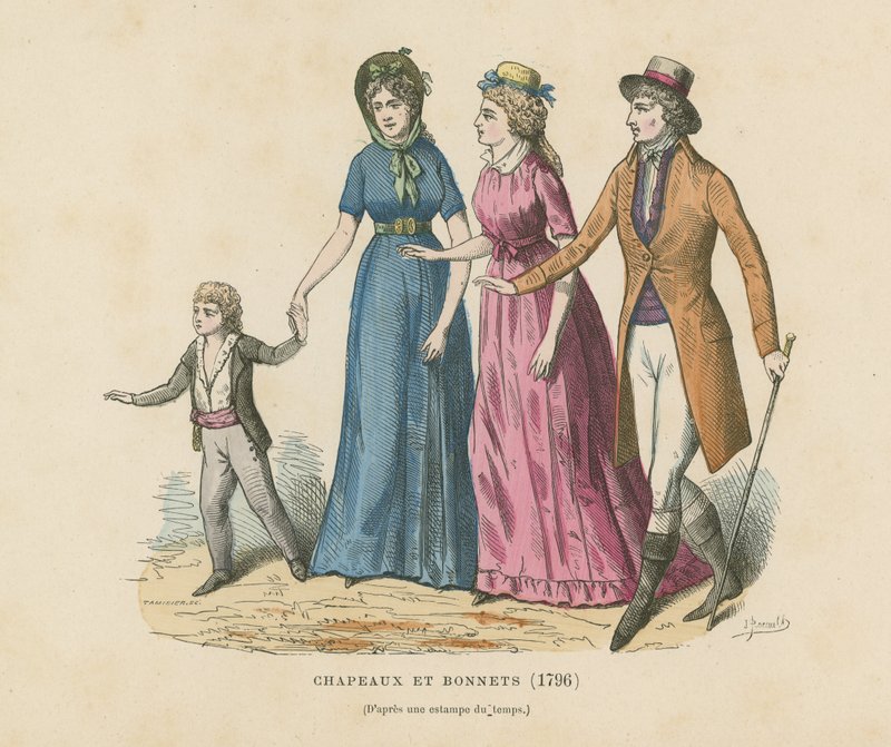 Czapki i czepki, 1796 autorstwa French School