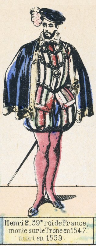 Henryk 2, 59. król Francji, wstąpił na tron ​​w 1547, zmarł w 1559 (kolorowa rycina) autorstwa French School