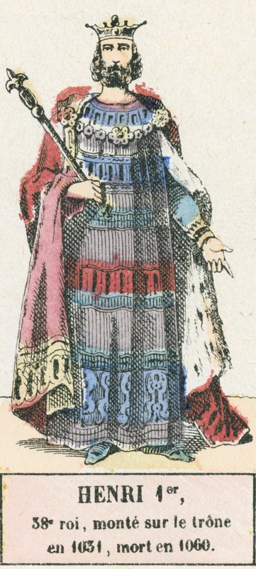 Henryk I, 38 król, wstąpił na tron ​​w 1031, zmarł w 1060 (kolorowa rycina) autorstwa French School