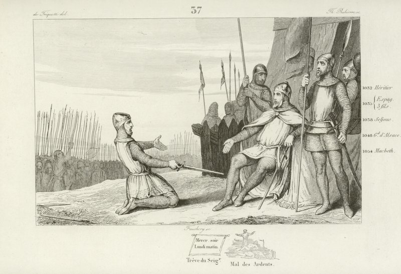 Henryk I z Francji ułaskawiający swojego brata, Roberta le Vieux, 1031 autorstwa French School
