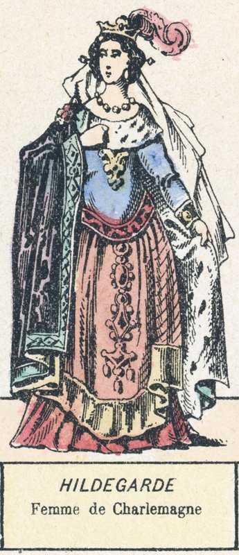 Hildegarda, żona Karola Wielkiego (kolorowy grawerunek) autorstwa French School