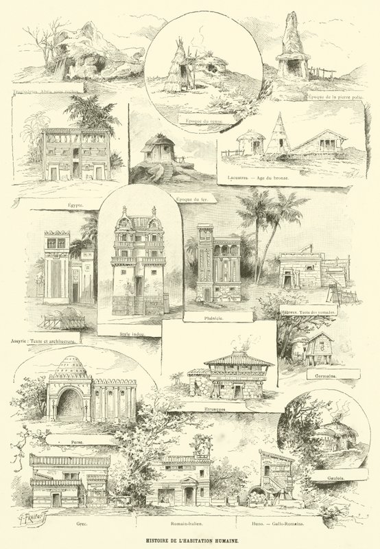 Historia zamieszkiwania ludzi (rycina) autorstwa French School