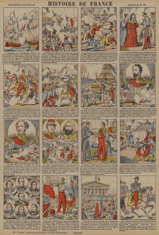 Historia Francji od wstąpienia Ludwika Filipa do rewolucji 1848 r. (kolorowa litografia) autorstwa French School