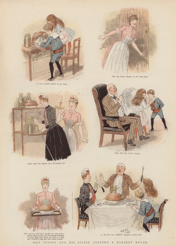Jak Teddie i jego siostra zaadaptowali rymowanka (chromolitho) autorstwa French School
