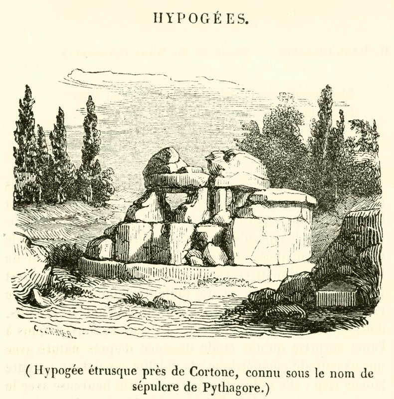 Hypogee etrusque pres de Cortone, connu sous le nom de sepulcre de Pythagore (rycina) autorstwa French School