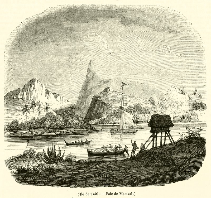 Ile de Taiti, Baie de Matavai (grawerowanie) autorstwa French School