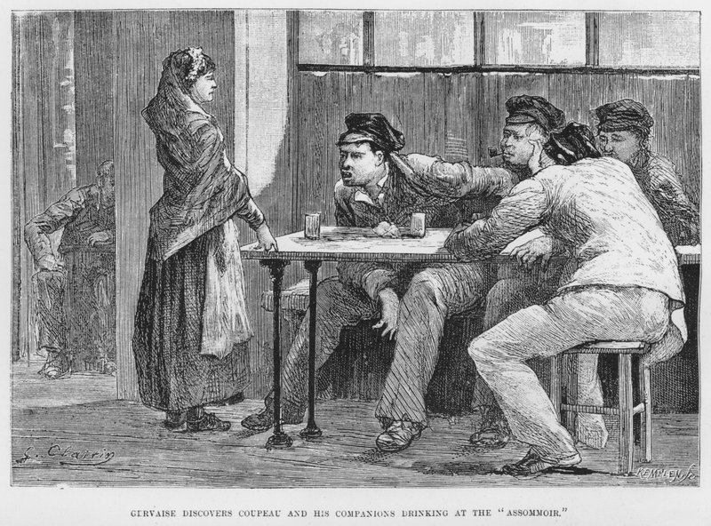Ilustracja do Powieść realistyczna „Assommoir” Emile Zola (grafika) autorstwa French School