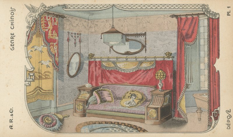 Ilustracja z katalogu produktów wyposażenia wnętrz firmy A R & Cie, Francja autorstwa French School