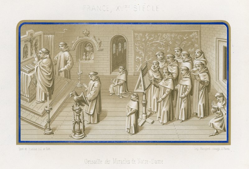 Obraz w grisaille z Cudów Matki Bożej autorstwa French School