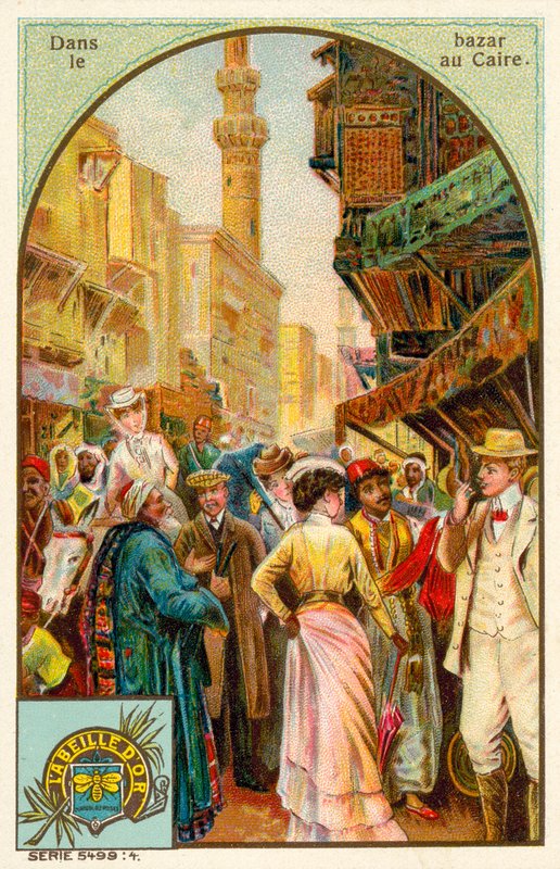 Na bazarze w Kairze (chromolitho) autorstwa French School