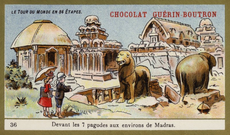 Przed siedmioma świątyniami w rejonie Madrasu (chromolitho) autorstwa French School