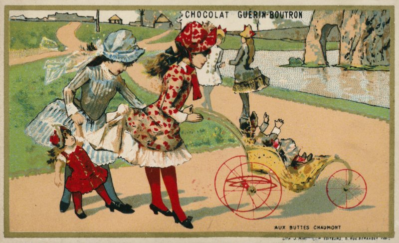 W Parc des Buttes Chaumont, Paryż (chromolitho) autorstwa French School