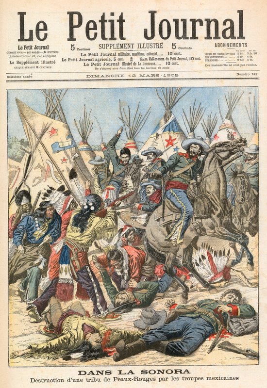 W Sonorze. Zniszczenie plemienia Peaux-Rouges przez wojska meksykańskie autorstwa French School