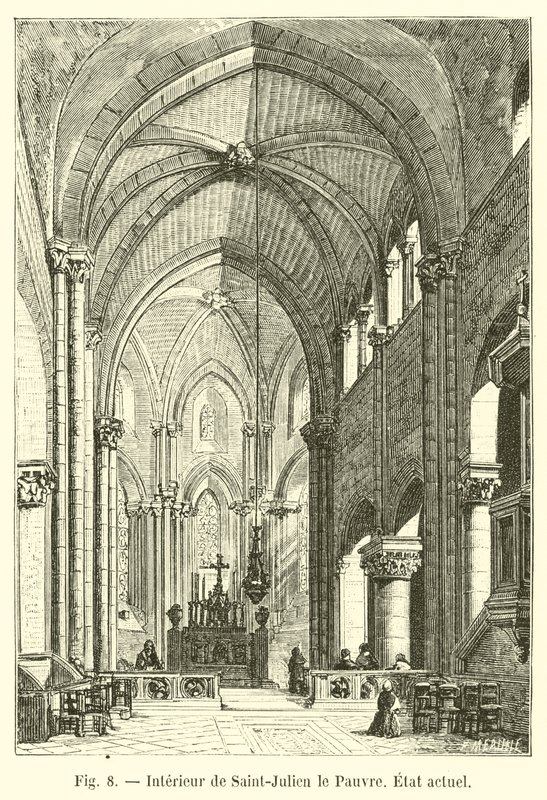 Wnętrze Saint-Julien le Pauvre, stan obecny autorstwa French School