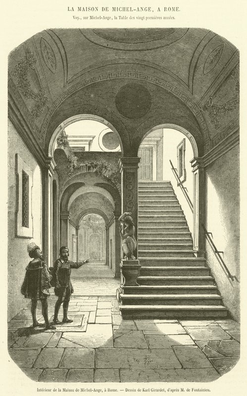 Wnętrze Domu Michała Anioła, Rzym (grafika) autorstwa French School