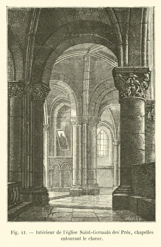 Wnętrze kościoła Saint-Germain des Pres, kaplice otaczające chór autorstwa French School