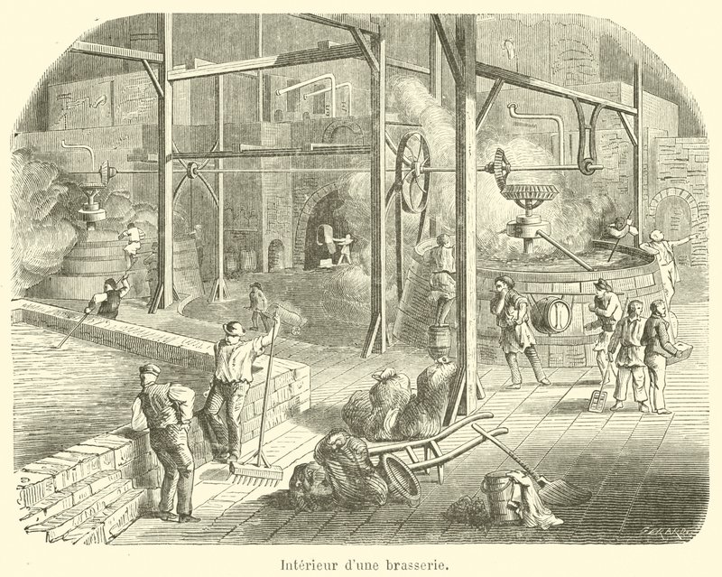 Wnętrze browaru (grafika) autorstwa French School
