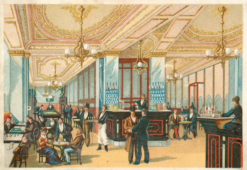 Wnętrze hotelu (chromolitho) autorstwa French School