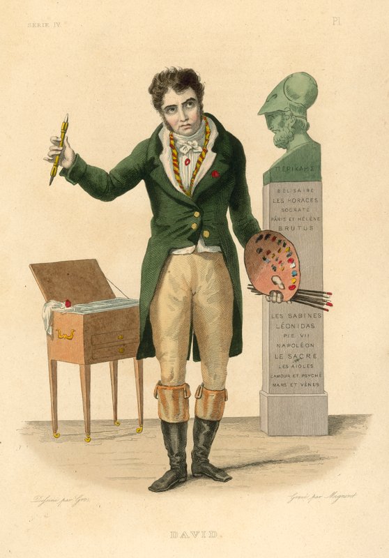 Jacques-Louis David (kolorowy grawerunek) autorstwa French School