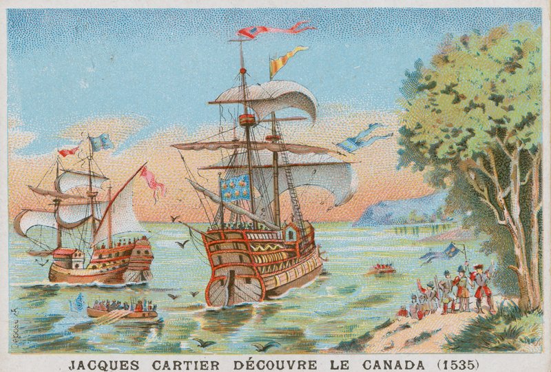 Jacques Cartier odkrywa Kanadę, 1535 autorstwa French School