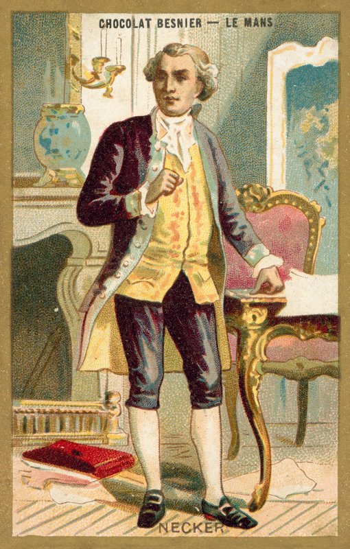 Jacques Necker , urodzony w Szwajcarii francuski bankier i mąż stanu (chromolitho) autorstwa French School