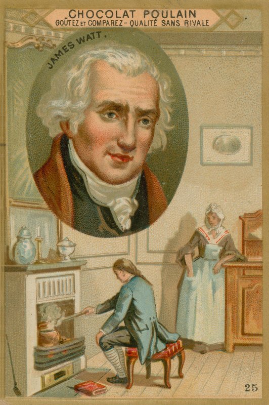 James Watt, karta handlowa Chocolat Poulain autorstwa French School