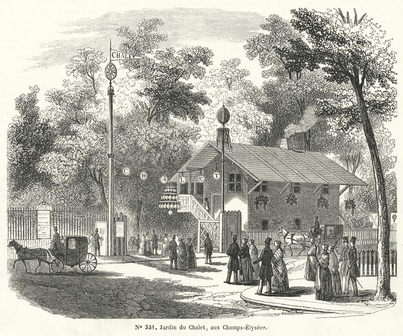 Garden of the Chalet, Champs Elysees, Paryż (grafika) autorstwa French School