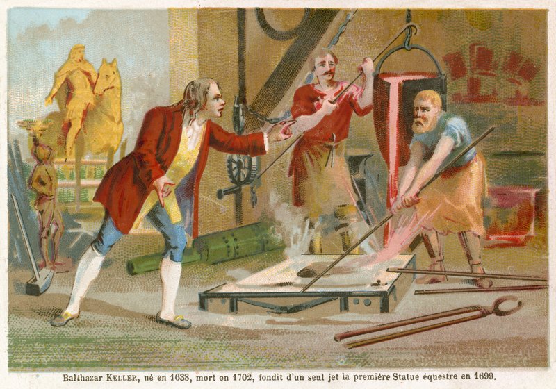 Jean-Balthazar Keller odlewa pierwszy posąg konny w 1699 roku. autorstwa French School