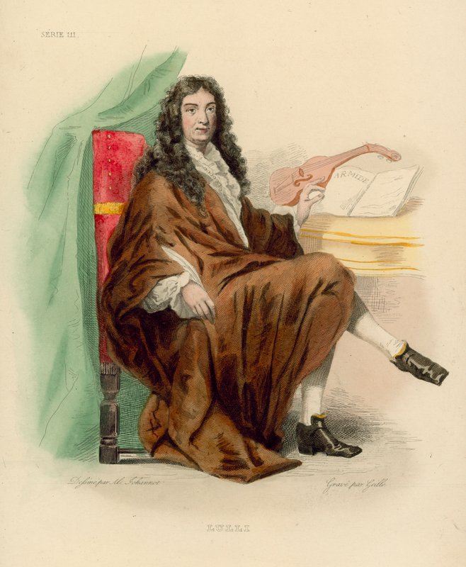 Jean-Baptiste Lulli (kolorowy grawerunek) autorstwa French School
