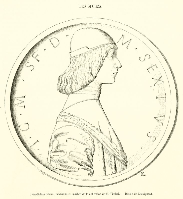 Jean-Galeas Sforza, marmurowy medalion z kolekcji M Timbal (grafika) autorstwa French School
