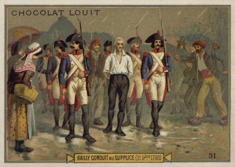 Jean Sylvain Bailly w drodze na gilotynę, rewolucja francuska, 11 listopada 1793 autorstwa French School