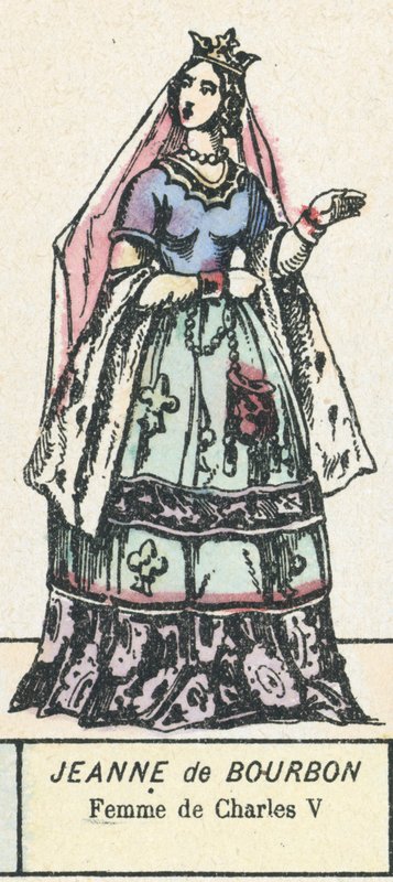 Jeanne de Bourbon, żona Karola V (kolorowy grawerunek) autorstwa French School