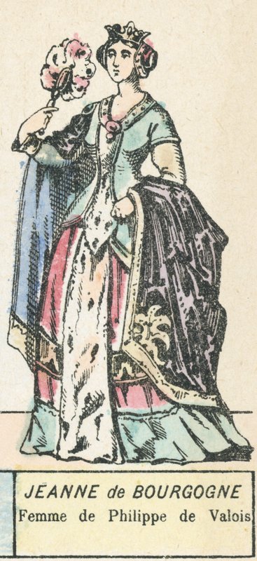 Joanna Burgundzka, żona Filipa de Valois (kolorowy grawerunek) autorstwa French School