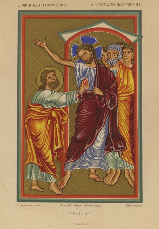 Jezus Chrystus niosący rany od Ukrzyżowania (chromolitho) autorstwa French School