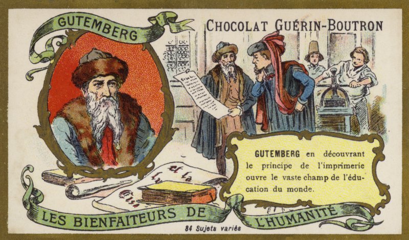 Johannes Gutenberg, Niemiec, grawer, wynalazca i drukarz (chromolitho) autorstwa French School
