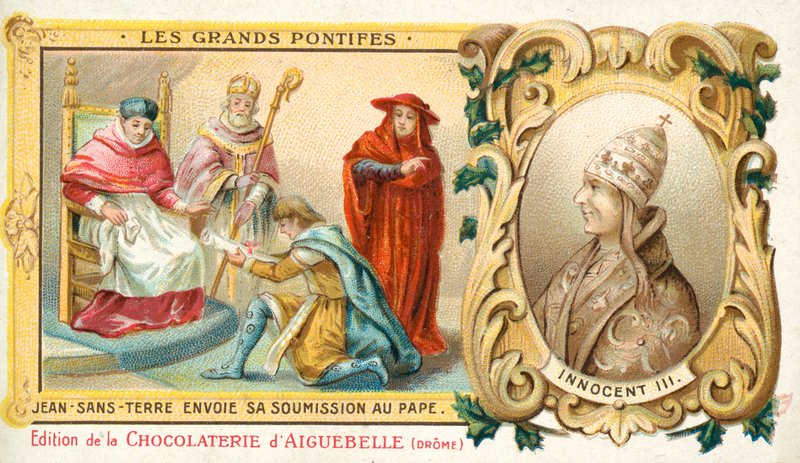 Jan, król Anglii, przesyła swoje poddanie papieżowi Innocentemu III, 1213 autorstwa French School