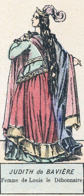 Judith of Baviere, żona Louisa le Debonnaire (kolorowy grawerunek) autorstwa French School