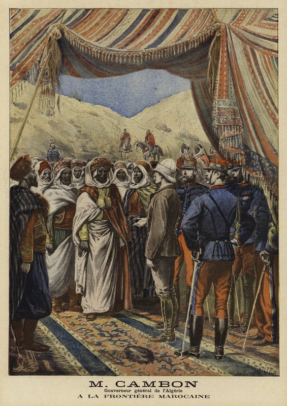 Jules Cambon, francuski gubernator generalny Algierii, na granicy z Marokiem, 1897 autorstwa French School
