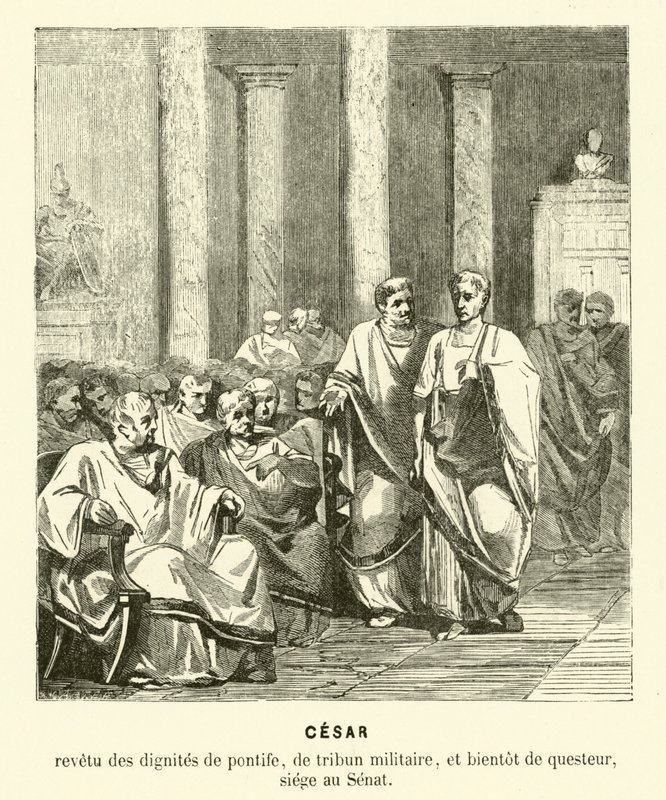 Juliusz Cezar w Senacie Rzymskim (rycina) autorstwa French School