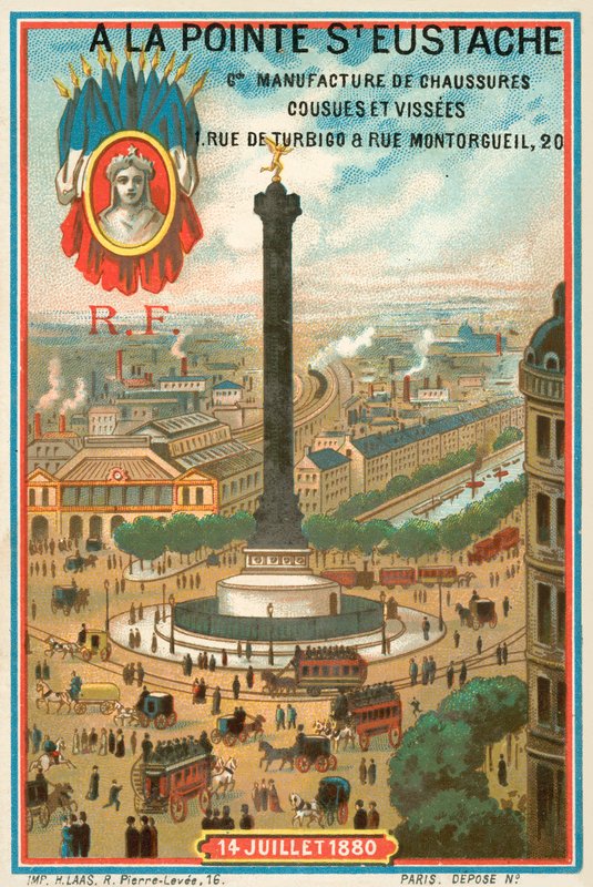 Kolumna Lipcowa upamiętniająca Rewolucję Francuską 1830, Paryż (chromolitho) autorstwa French School
