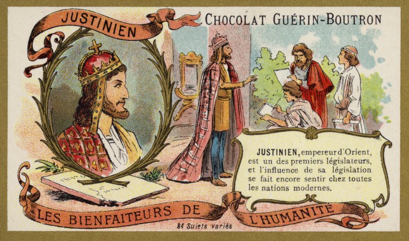 Justynian I, cesarz bizantyjski (chromolitho) autorstwa French School