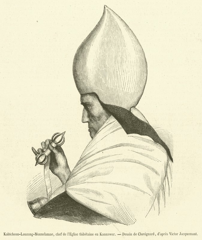 Kahtchenn-Lauzang-Monnelamne, głowa kościoła tybetańskiego w Kannawer (rycina) autorstwa French School